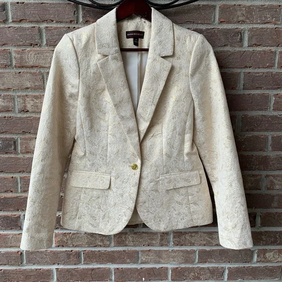 💕 Dana Buchman Gold and Cream Blazer - Picture 1 of 8